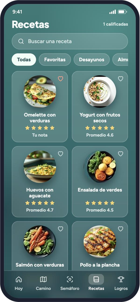 Diseño de la biblioteca de recetas con estrellas